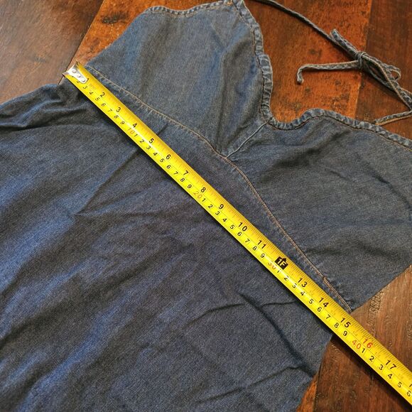 Denim Halter Midi Dress Size 10 Y2K Coquette Summer Festival Cottagecore Casual - Picture 4 of 6